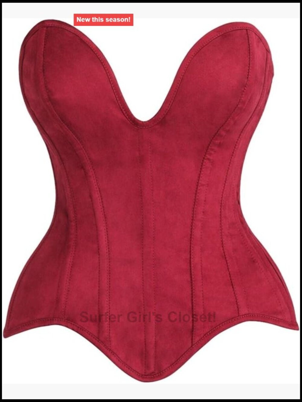 Suede Plunge Steel Boned Corset Top Plus Size Western Style
